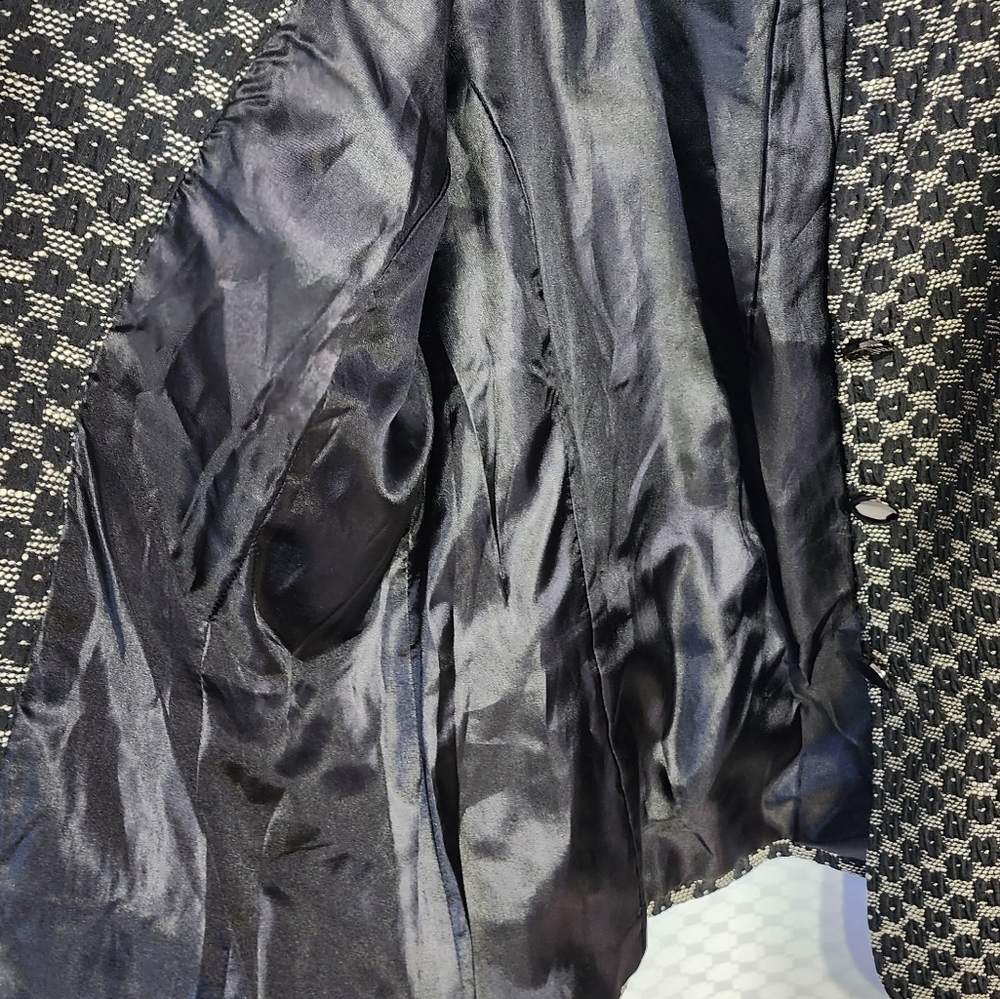 BLACK PEPPER winter jacket size 10 black white warm short bomber blazer - Picture 5 of 13